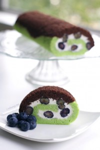 Pandan dark chocolate swiss roll